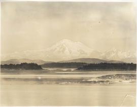 Mount Baker with ocean in foreground