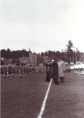 LG Pearkes kicks off Hibbard Trophy game Nov 1961