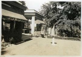 Journey's End, terrace, lawn and birdbath