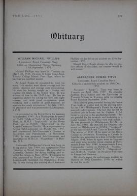 Log Book obituary, 1951