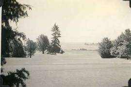 View across the terrace lawn, Hatley Park