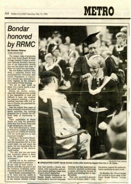 Times Colonist article 'Bondar honored by RRMC'