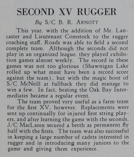 Royal Roads second XV rugger article, 1961