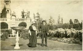 James and Laura Dunsmuir in Italian Garden at Hatley Park