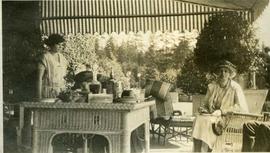 tea on the terrace at Hatley Park, Dola at left