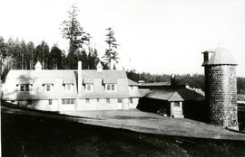 Picture of dairy (hayloft) and silo from the west, soon after completion