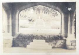 blurred view of Neptune Steps from under porte-cochere