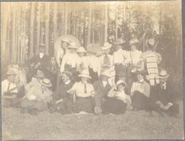 social group on a forest hunt