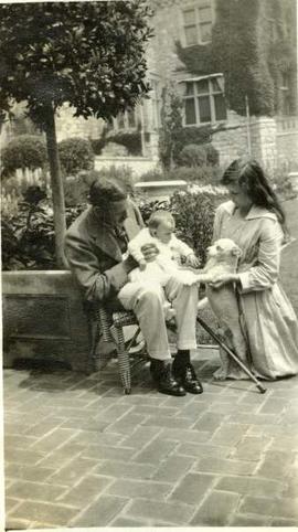 Family group in Italian garden, Hatley Park