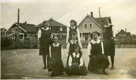 Seven school girls at St. Margaret's school, Victoria